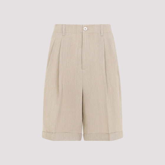 Pastro Shorts Nude & Neutrals Linen Viscose Polyamide Pant