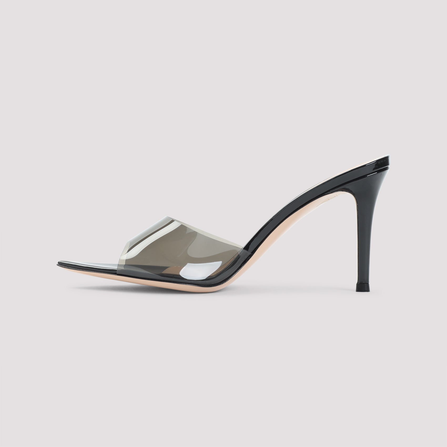 Elle 85 Mules Black Leather Pvc