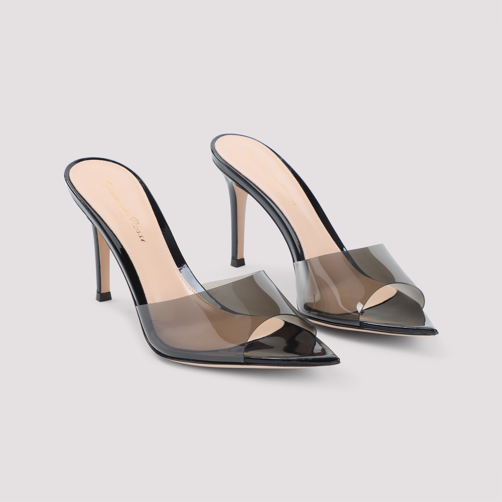 Elle 85 Mules Black Leather Pvc