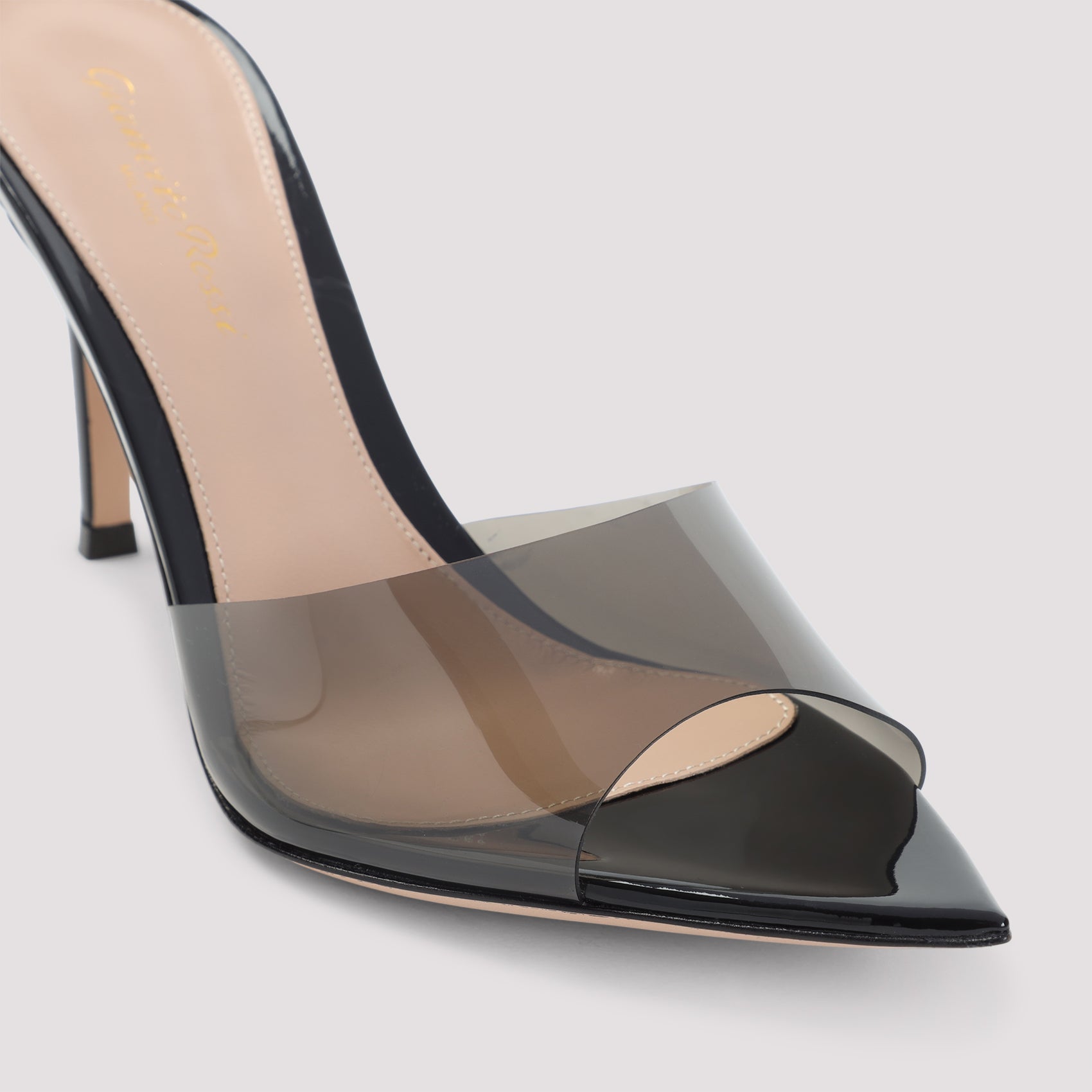 Elle 85 Mules Black Leather Pvc