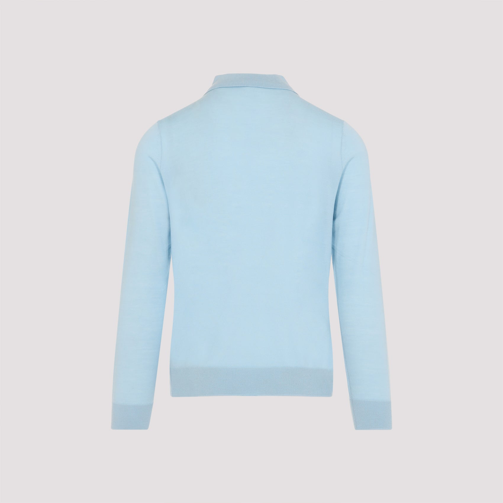 Wool Sweater Polo Blue Merino