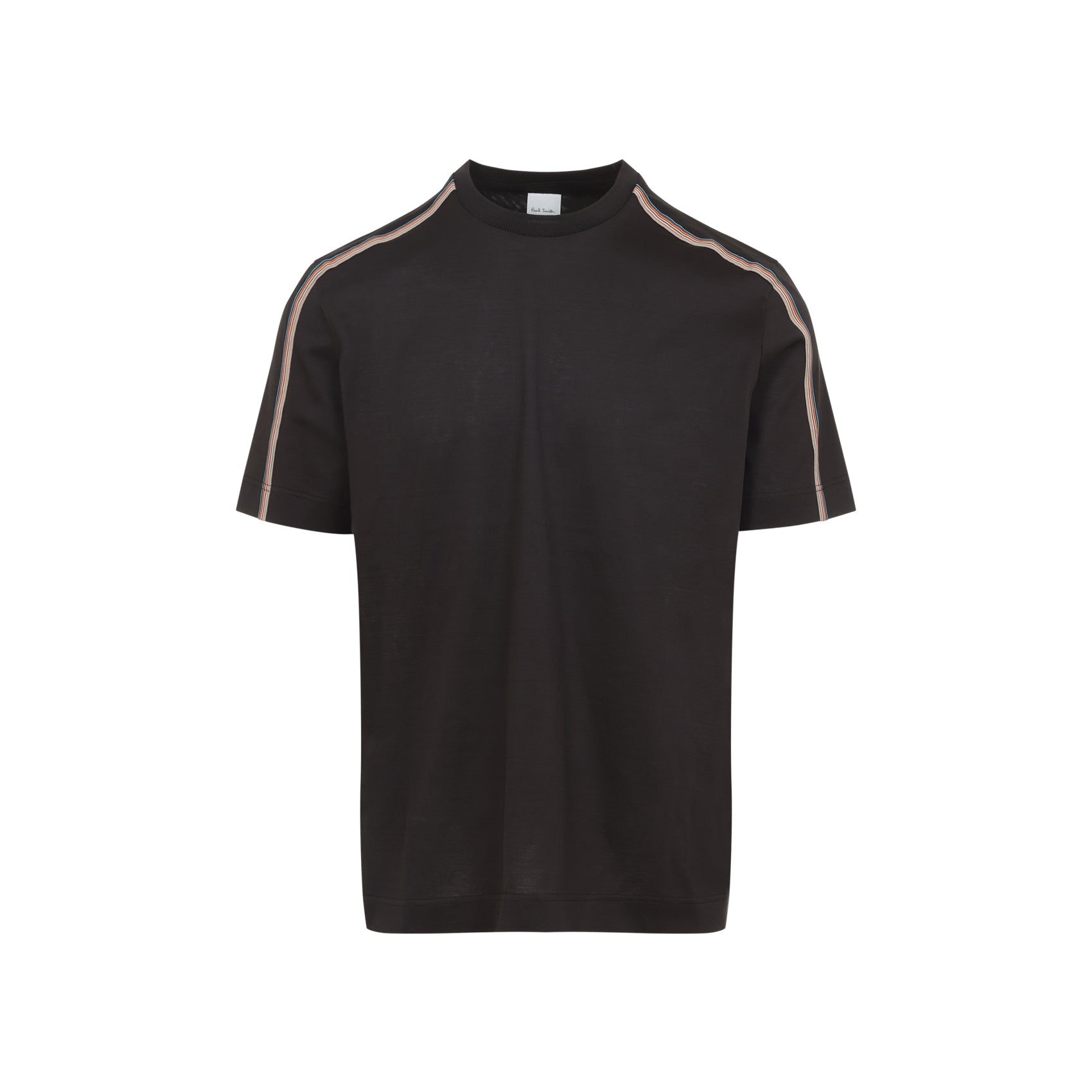 Stripe Tape Detail T-shirt Brown Cotton Tshirt