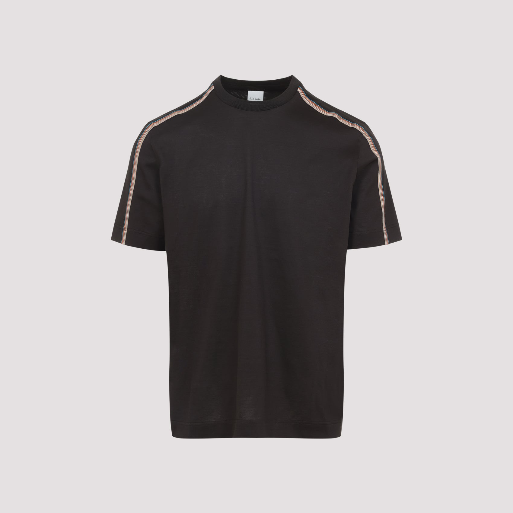 Stripe Tape Detail T-shirt Brown Cotton Tshirt