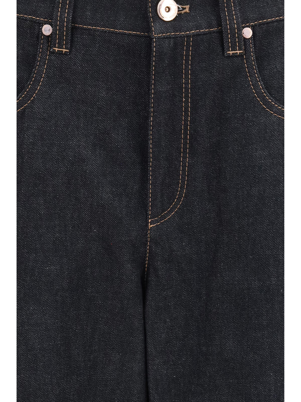 Jeans Straight-Leg Denim Black Cotton