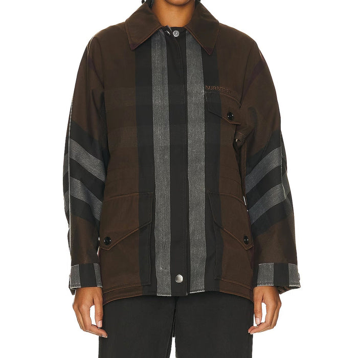 Parka Jacket Brown Cotton Polyester