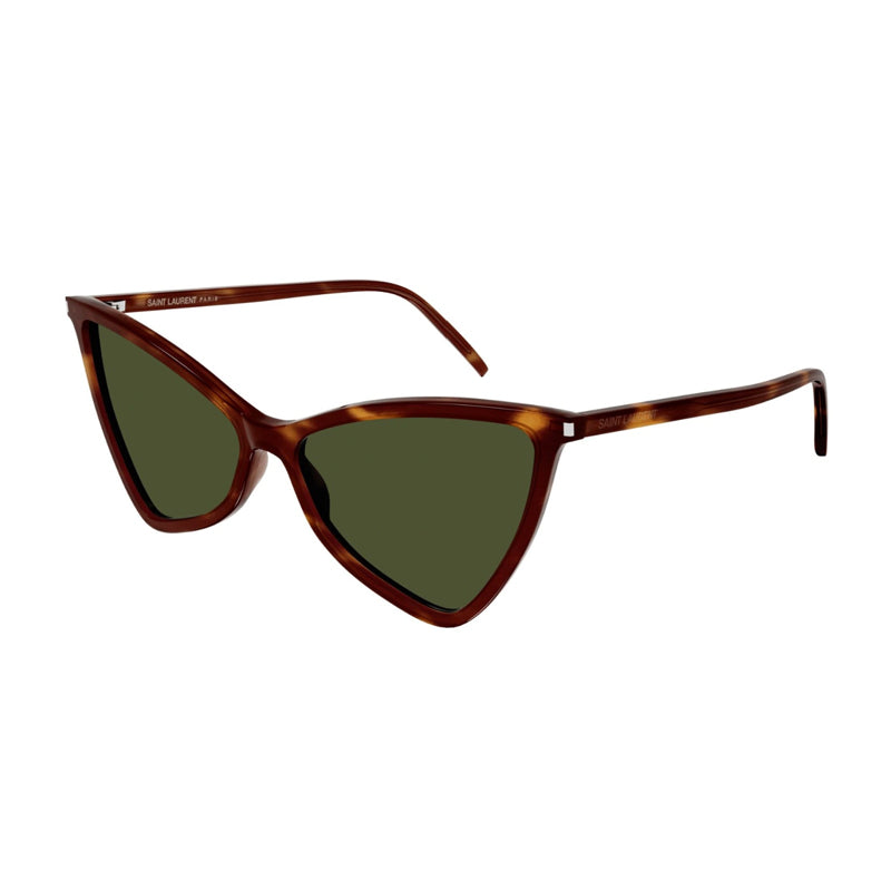 Saint Laurent Sunglasses Geometric Full Rim, Havana Frame And Green Lens Sl475jerry002 Brown