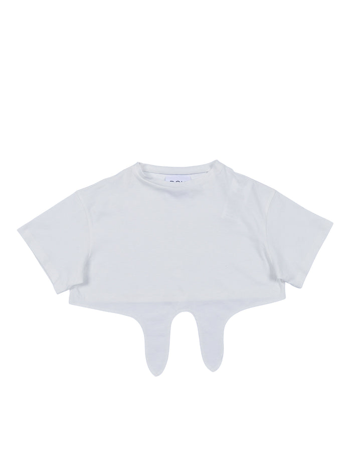 T-SHIRT-TOP White Cotton Elastane Short Sleeves T-shirt