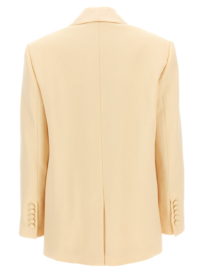 Illustration Shawl Tux Jacket blazer Beige Wool Blazer, Suits