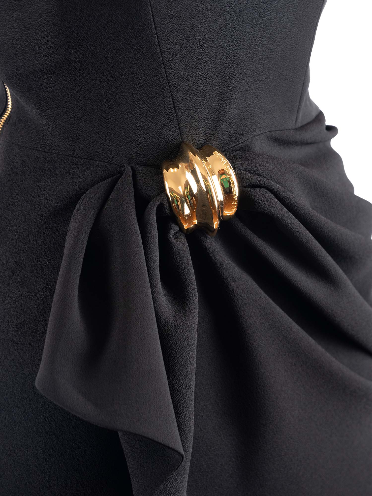 Womens Dress Black Polyester Elastane Midi