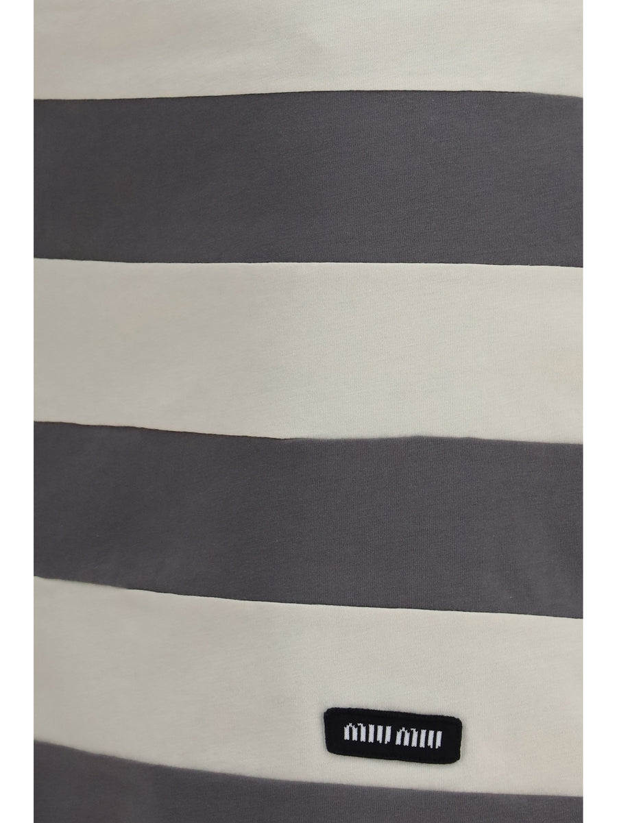 Mini Skirt Striped Cotton Chalk/iron