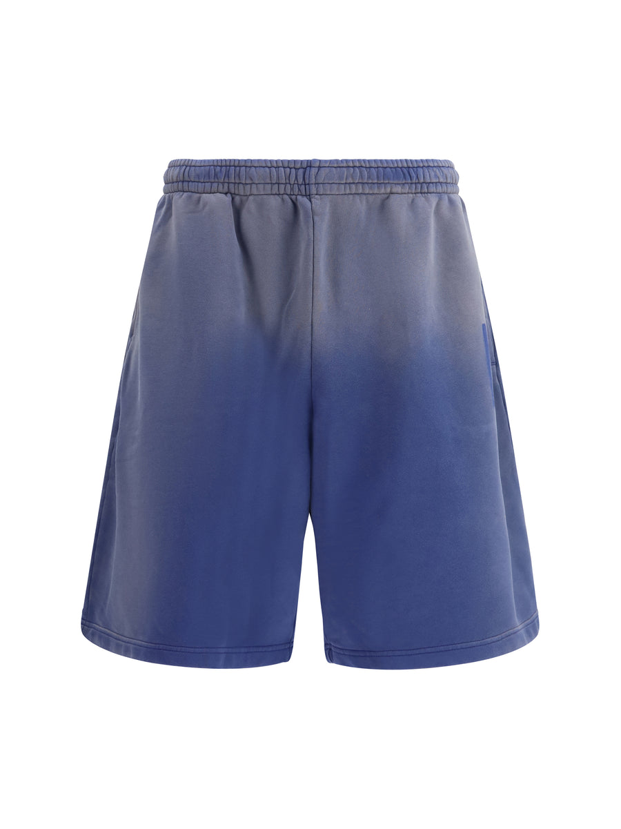 Bermuda Sweat Shorts With Gradient Blue Cotton