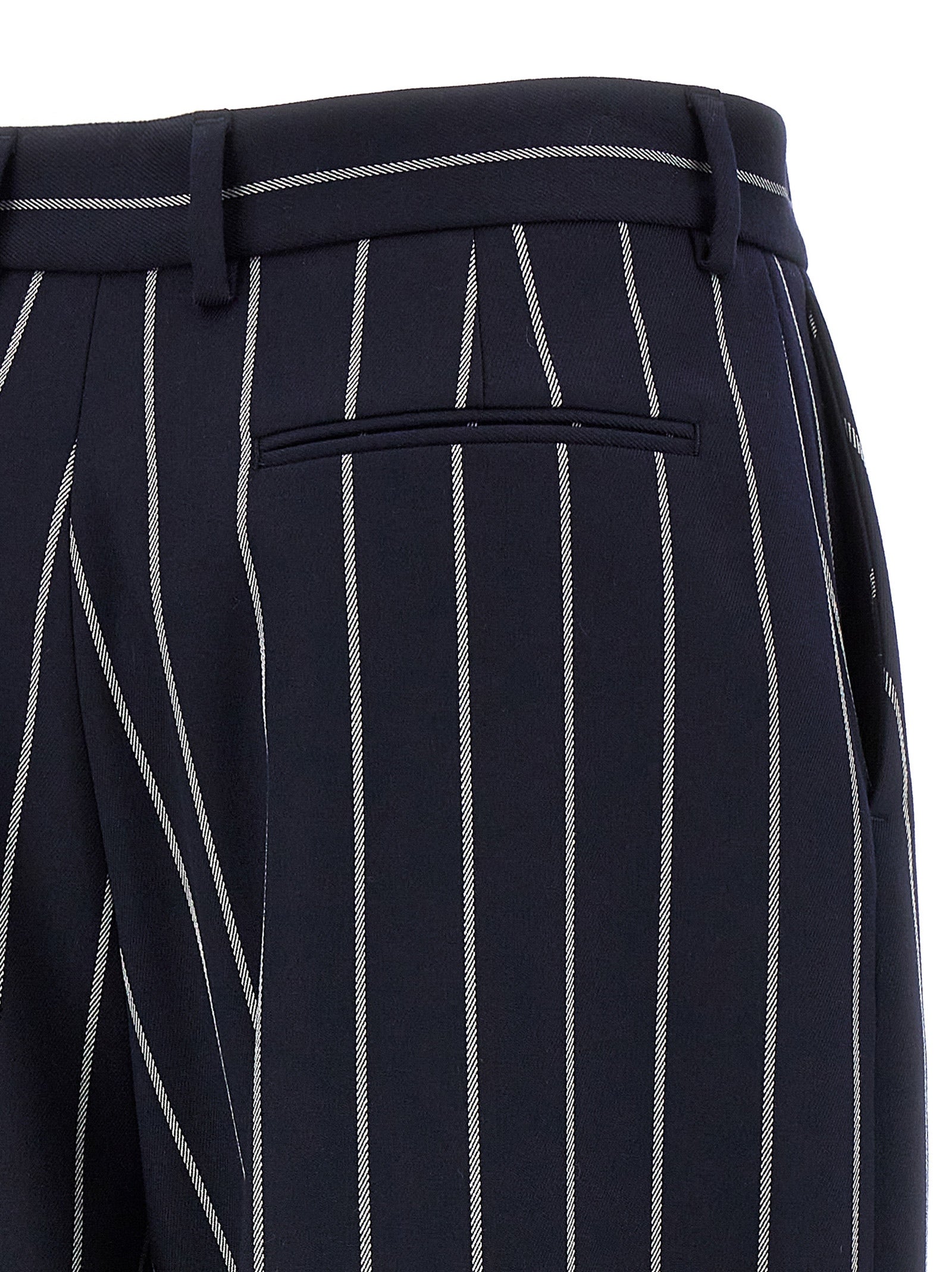 Striped pants Blue Polyester Viscose Elastane