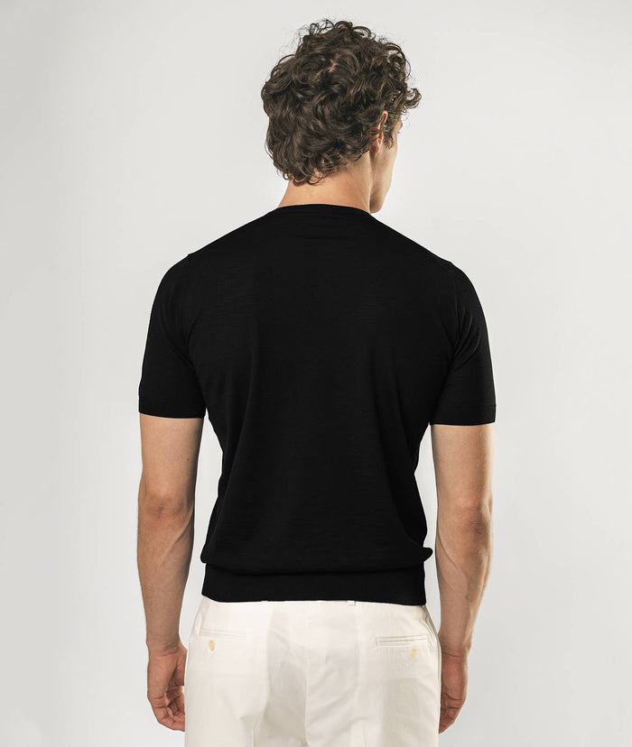 Wool T-Shirt Mentone Dimgray Round Neck