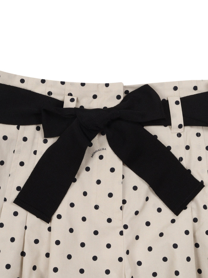 POLKA DOT POPELINE SHORTS Beige Cotton Lining Viscose