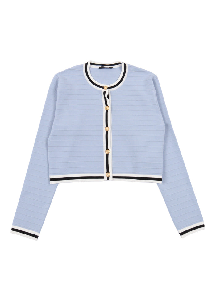 Knit Cardigan Light Blue Cotton Elastane