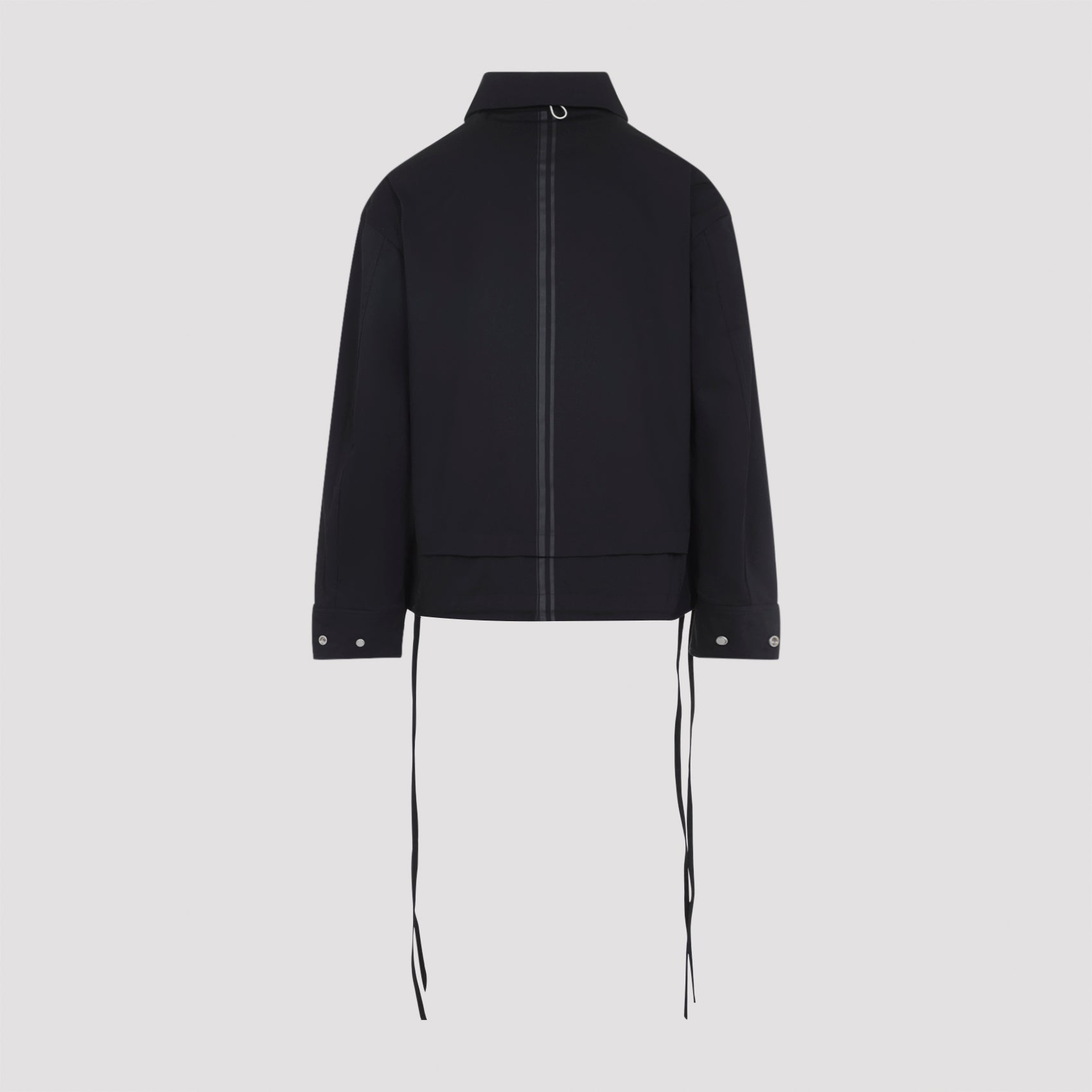 Layered Jacket Black Polyester Cotton