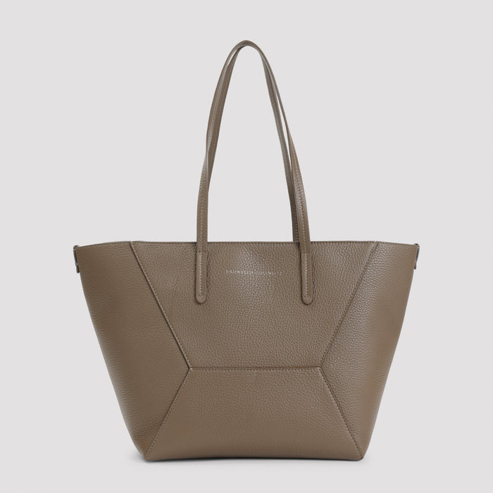 Duo Medium Bag Brown Grained Leather