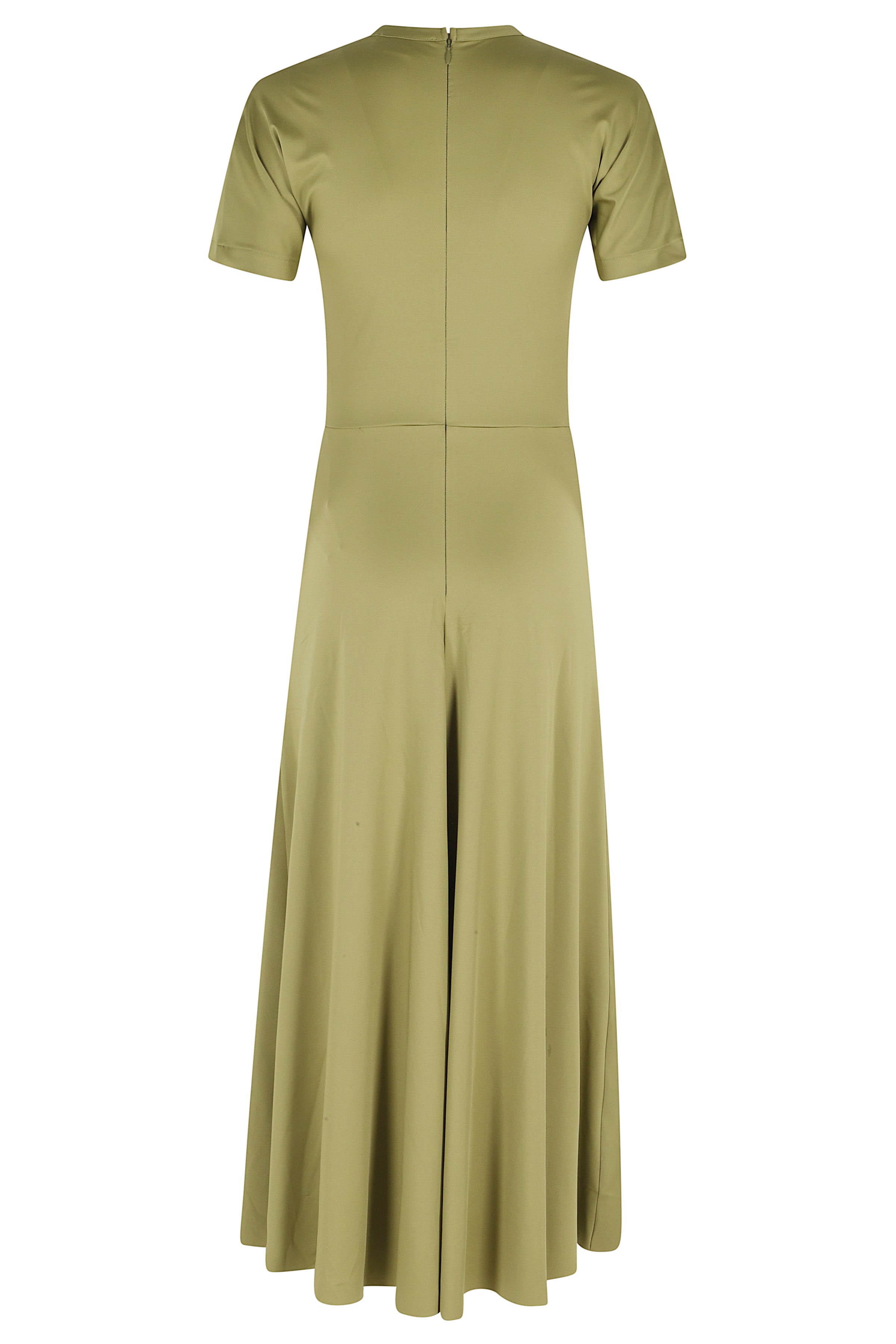 Gathered Waist T-shirt Midi Dress Green Polyester Elastane Abito
