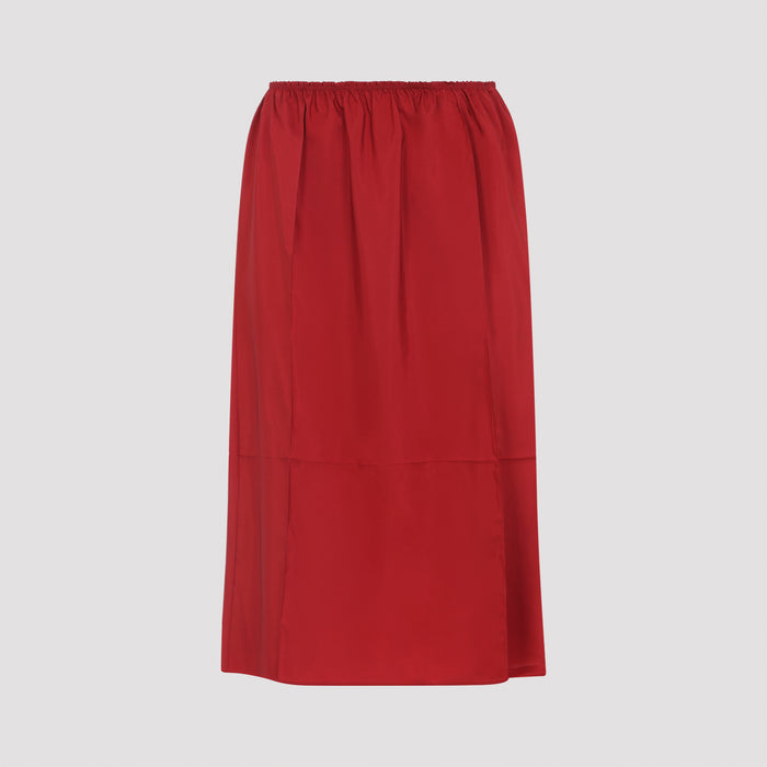 Pull On Skirt Red Silk