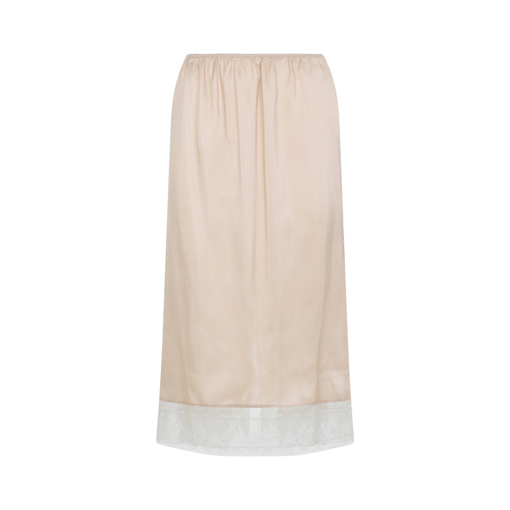 Pull On Lace Trim Skirt Nude & Neutrals Silk