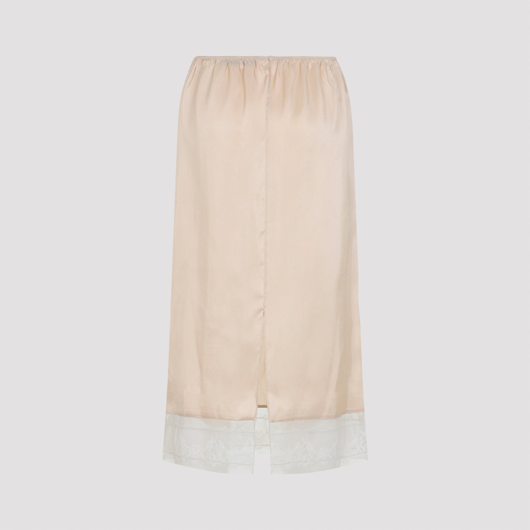 Pull On Lace Trim Skirt Nude & Neutrals Silk