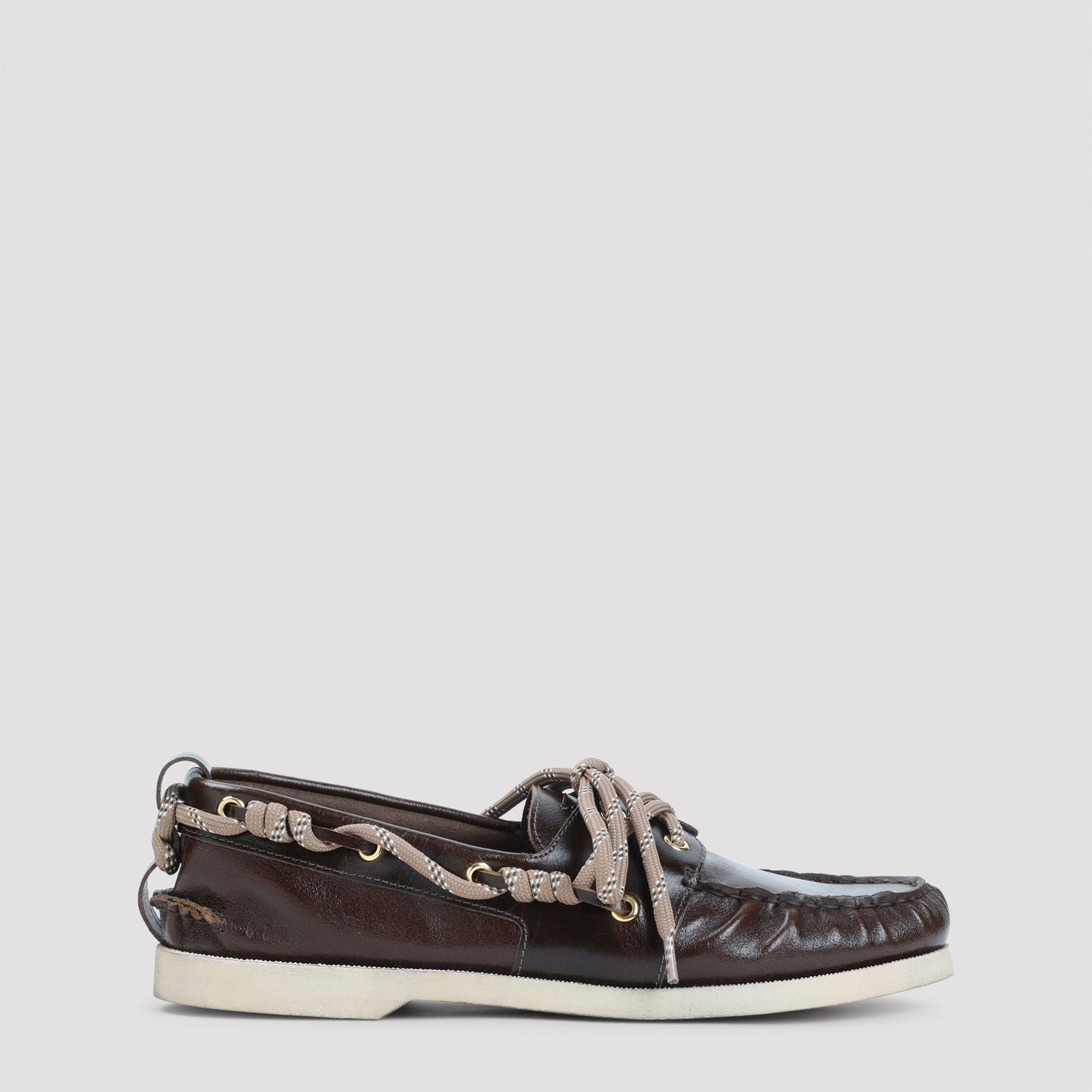 Boat Loafers Brown Cow Leather Shoe