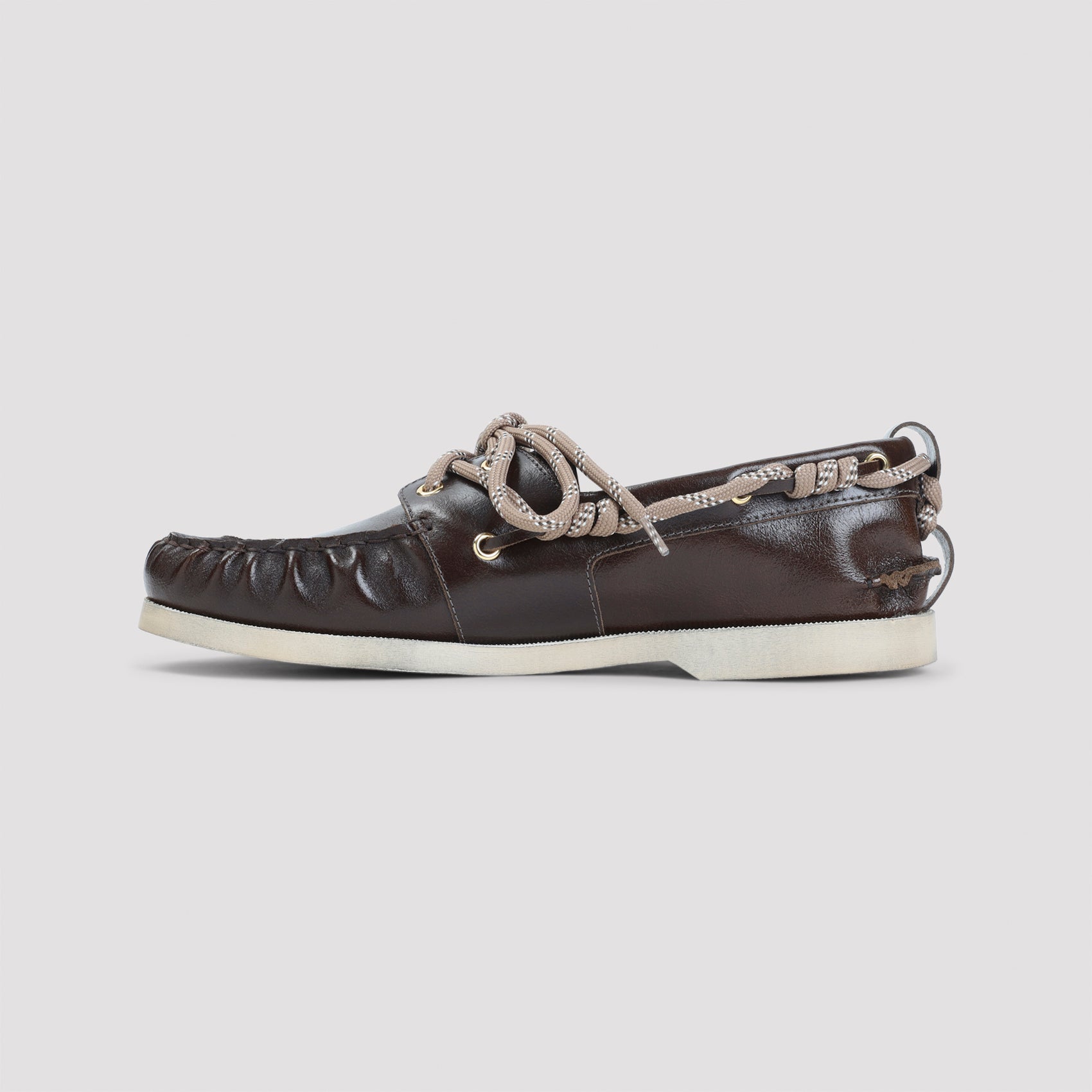 Boat Loafers Brown Cow Leather Shoe