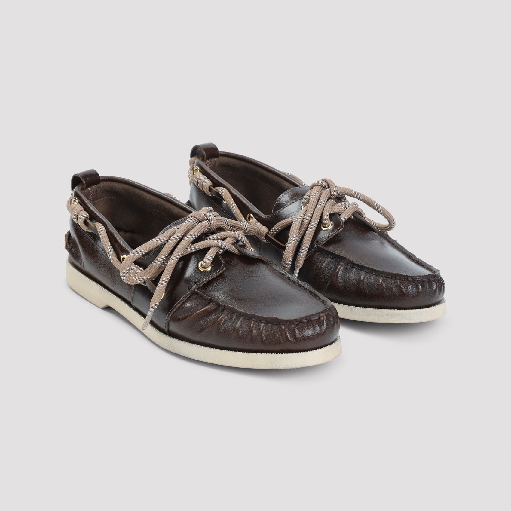 Boat Loafers Brown Cow Leather Shoe