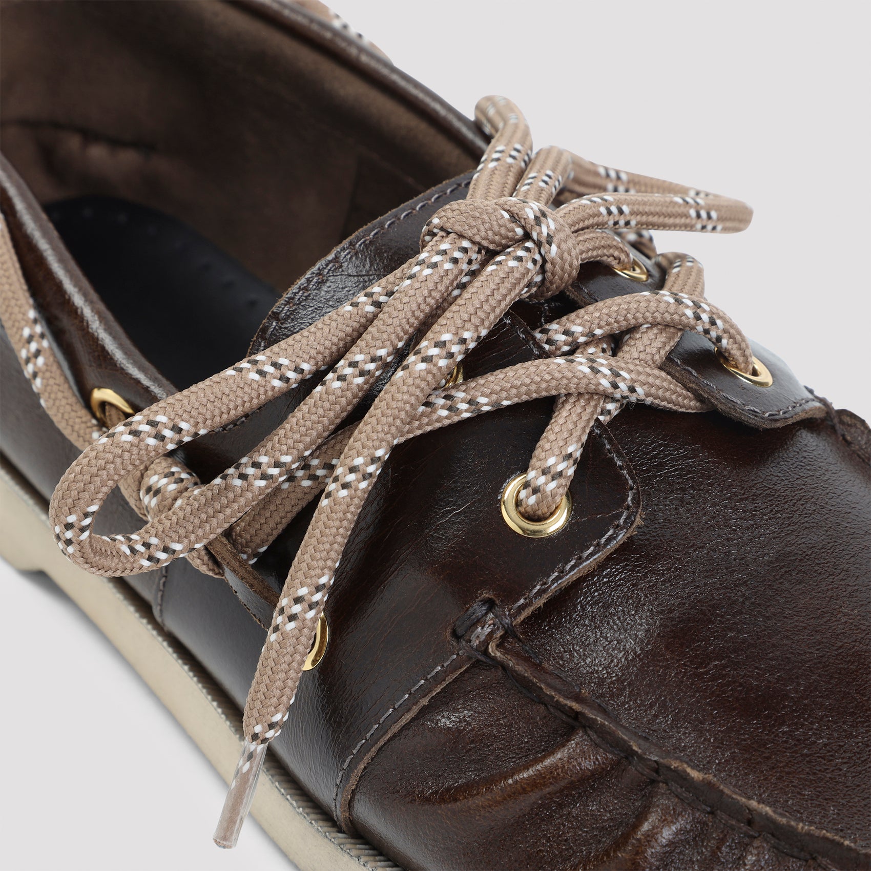 Boat Loafers Brown Cow Leather Shoe