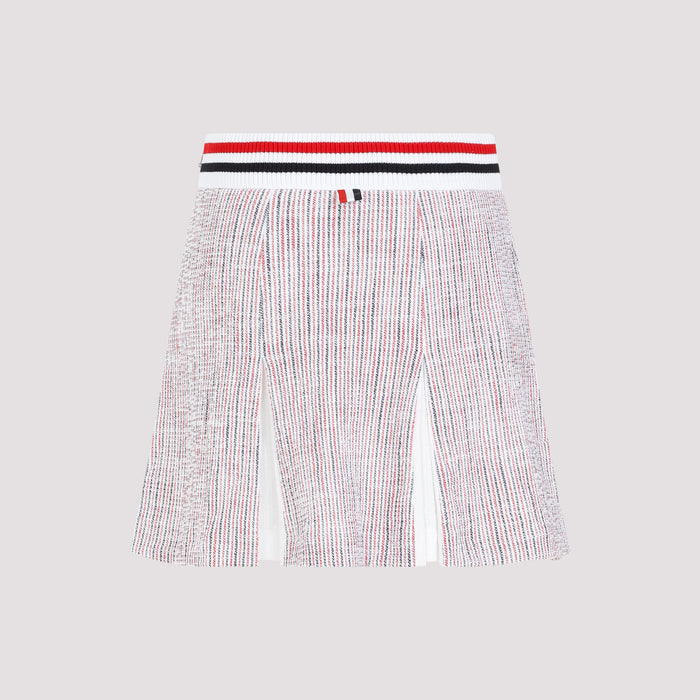 Mini Box Pleated Skirt Multicolour Cotton Polyamide Elastane