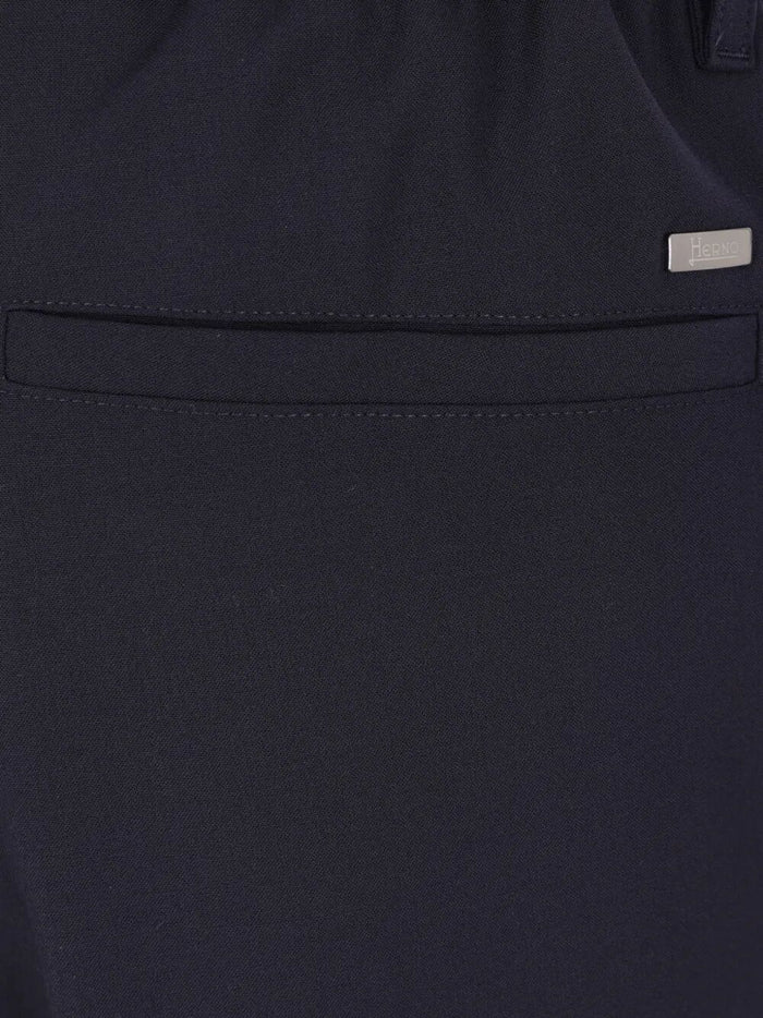 Pants Blue Polyester Wool Elastane