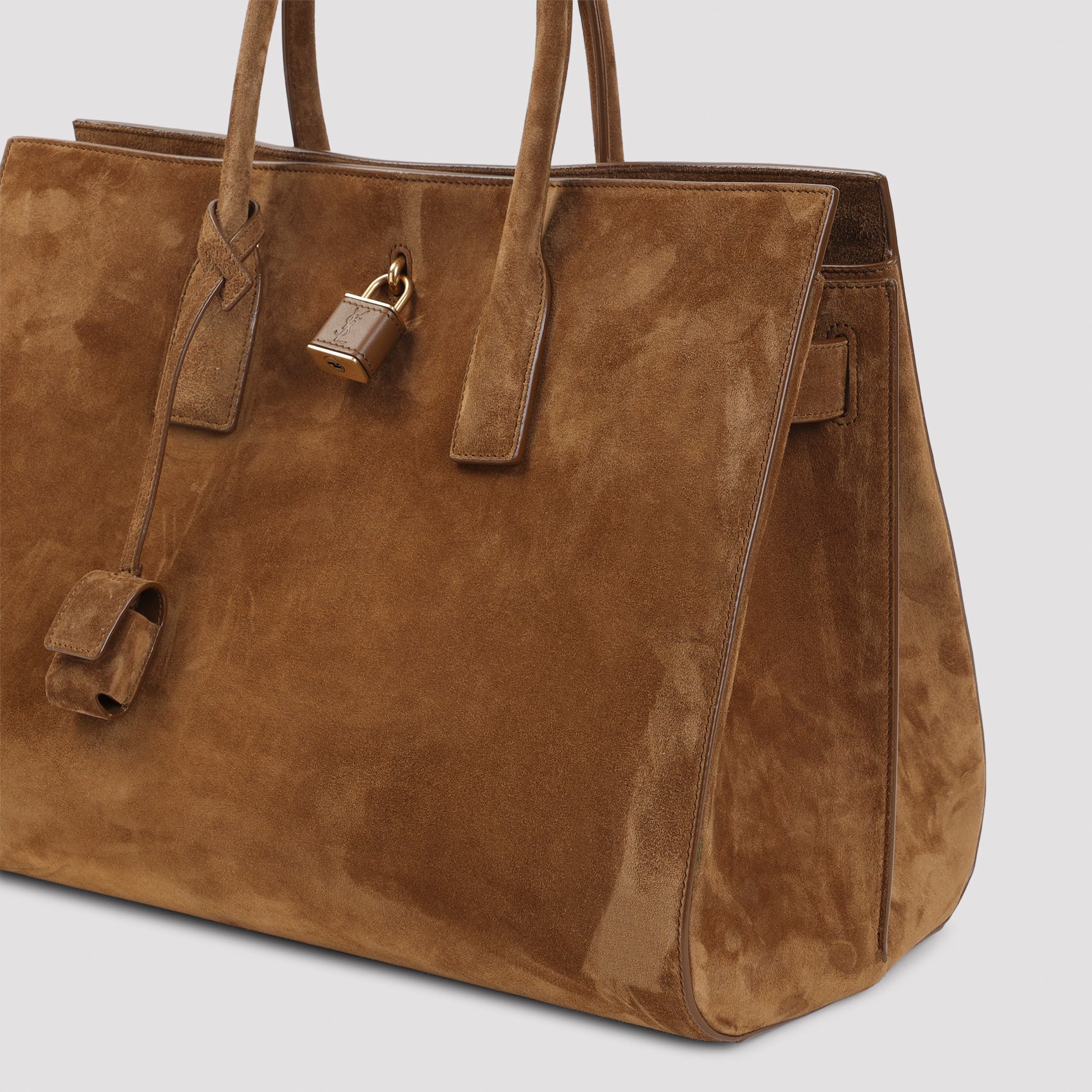 Sac De Jour Handbag Brown Suede Leather Bag