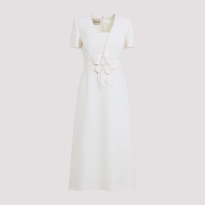 Midi Dress Nude & Neutrals Virgin Wool Silk