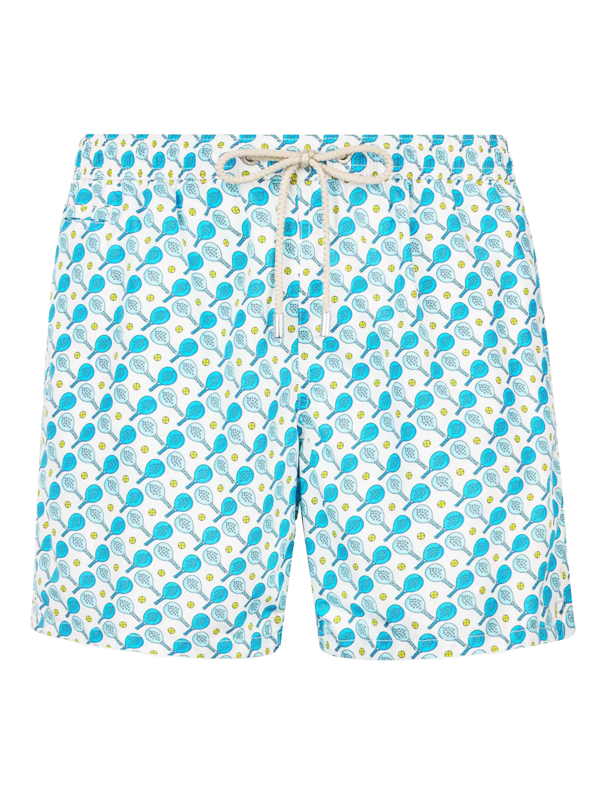 Man Lightweight Fabric Swim-Shorts Lighting Micro Fantasy With Padel Print White Swimshort