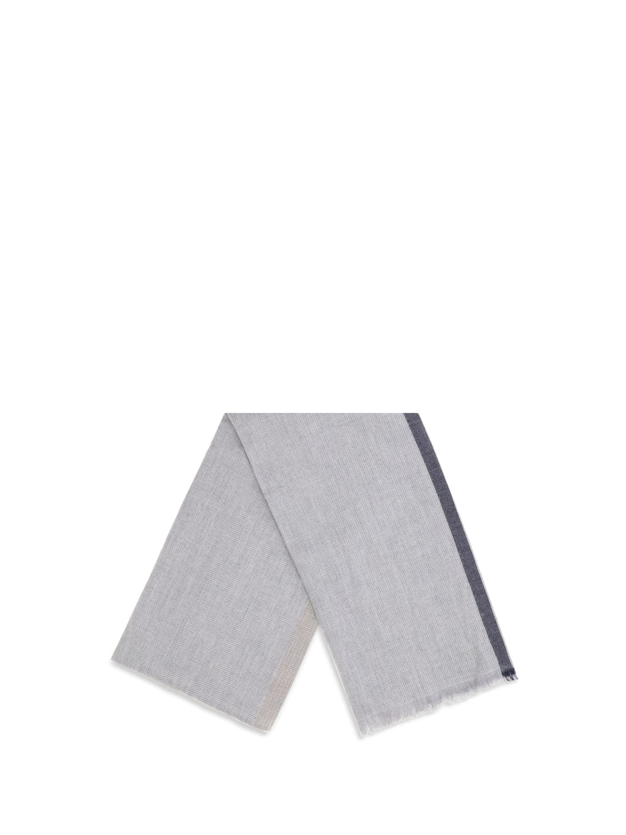 Cashmere Scarf Pearl Gray/marine/taupe (capra Hircus)