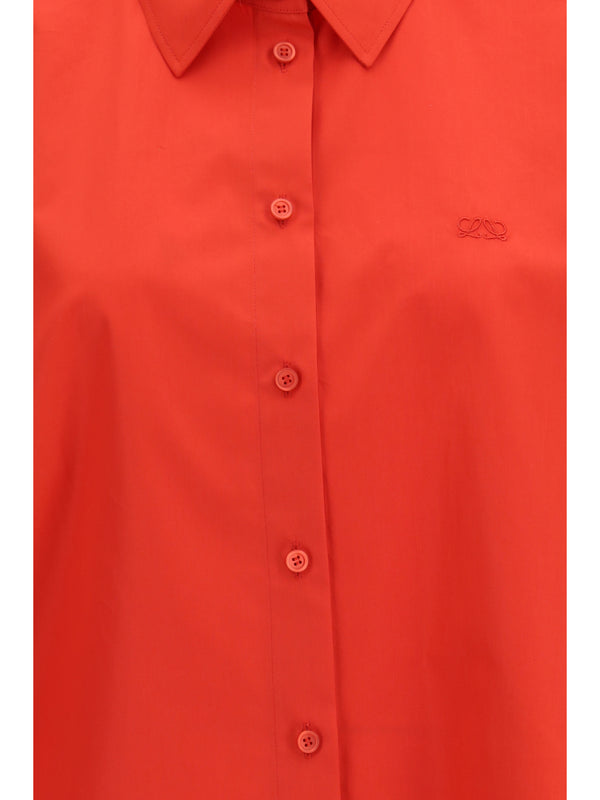 Short Sleeve Trapeze Shirt Red Cotton