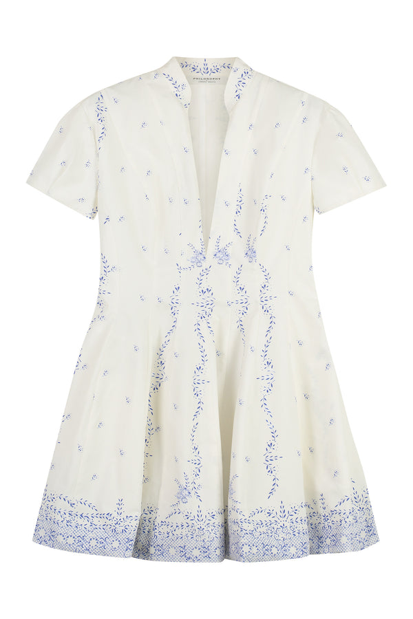 Poplin Mini Dress White Cotton