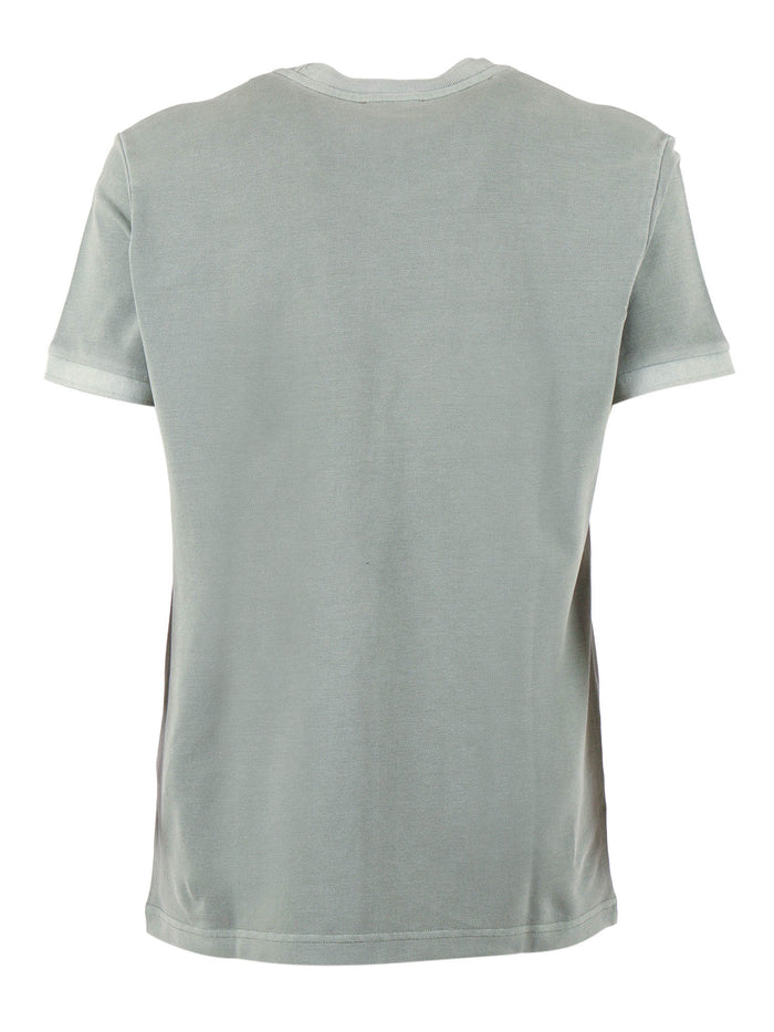 FAY PIQUET TINTO FROSTED T-SHIRT Green Cotton Short Sleeves