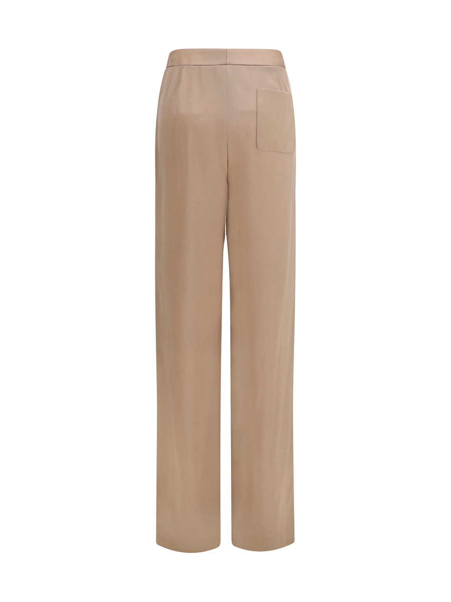 Straight Silk Pants Desert Taupe Trousers