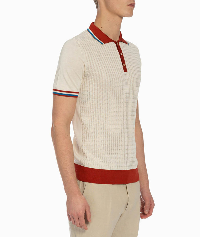 Silk Polo Positano Red Light Knitwear