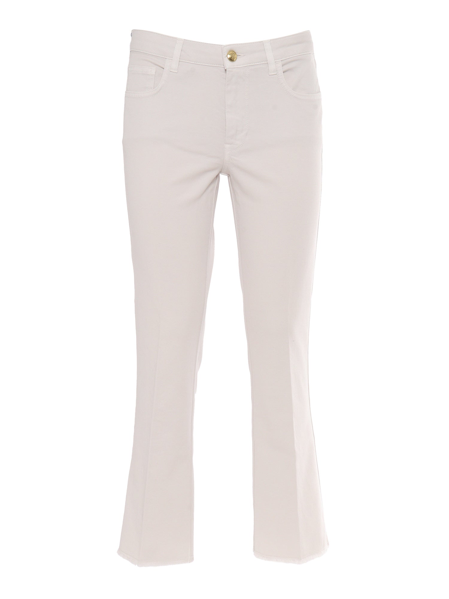 CROPPED FRINGED PANTS Brown Cotton Elastane Straight Jeans