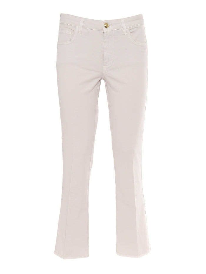 CROPPED FRINGED PANTS Brown Cotton Elastane Straight Jeans