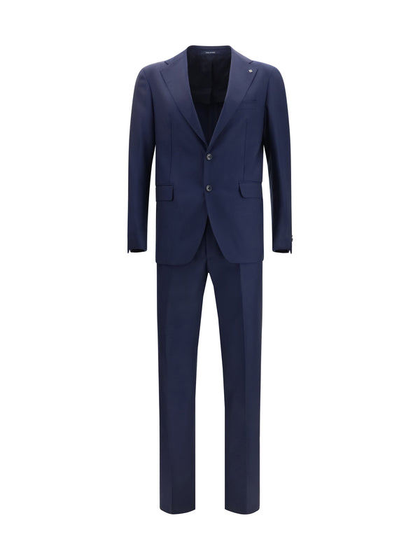 Single-Breasted Virgin Wool Suit Navy Fleece Suits