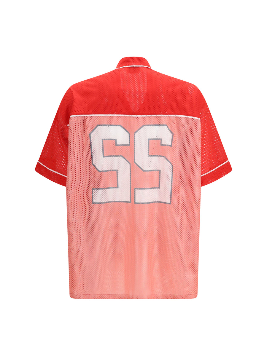 Shirt Technical Mesh With Reversed 22 Print Patterned Red Polyester
