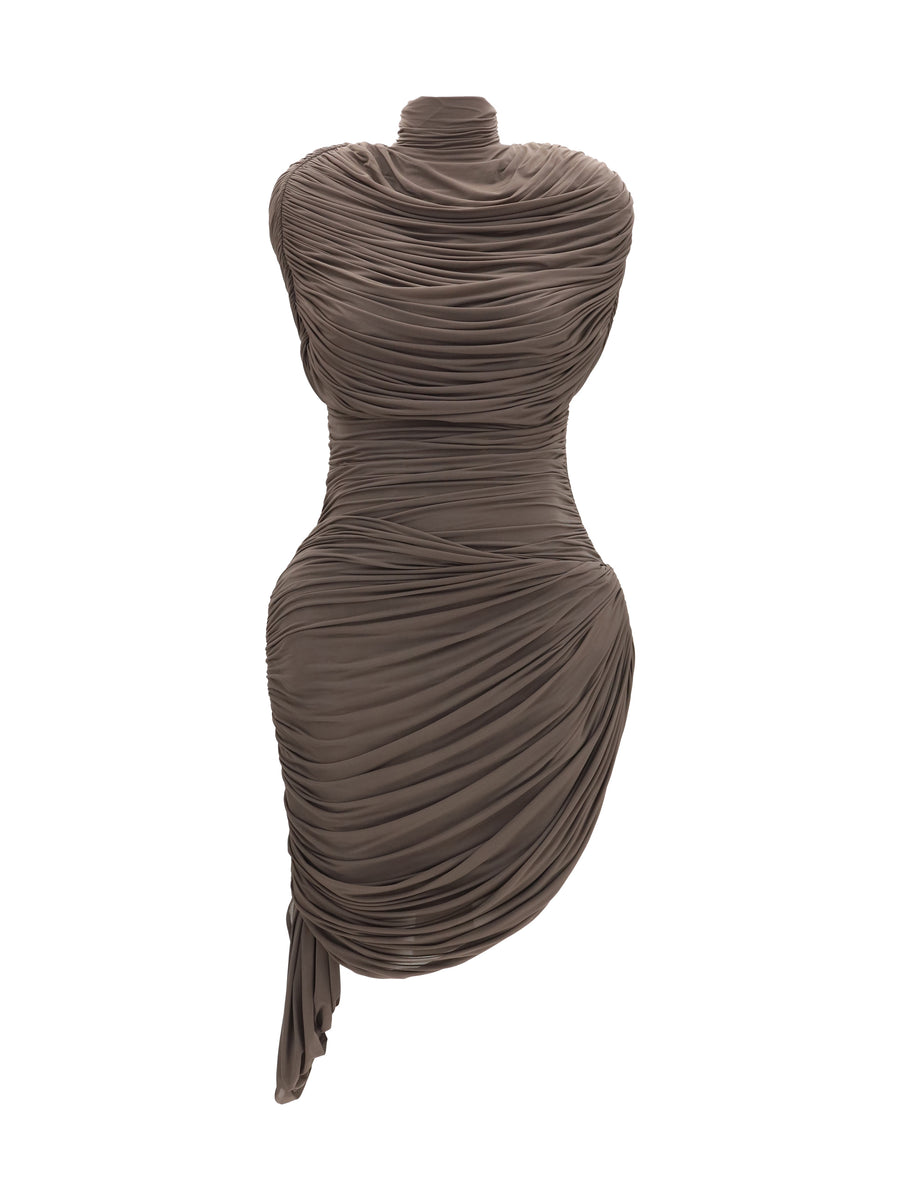 Magda Butrym 92% Cupro dress in brown