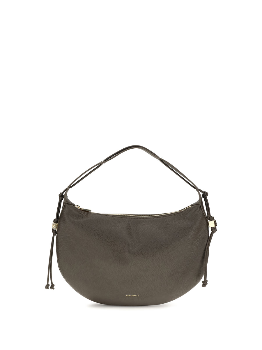Shoulder Bag Thess Taupe Calf Leather (bos Taurus)