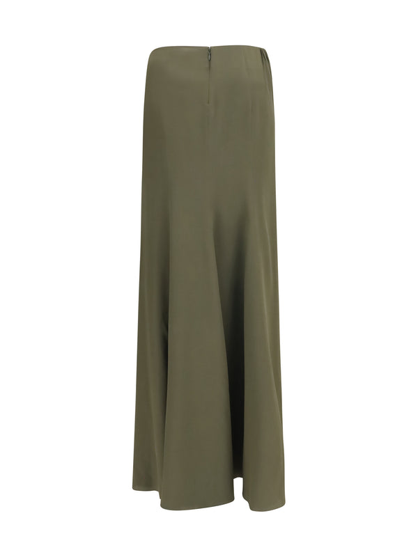 Skirt Draped Long Woodland Green Silk