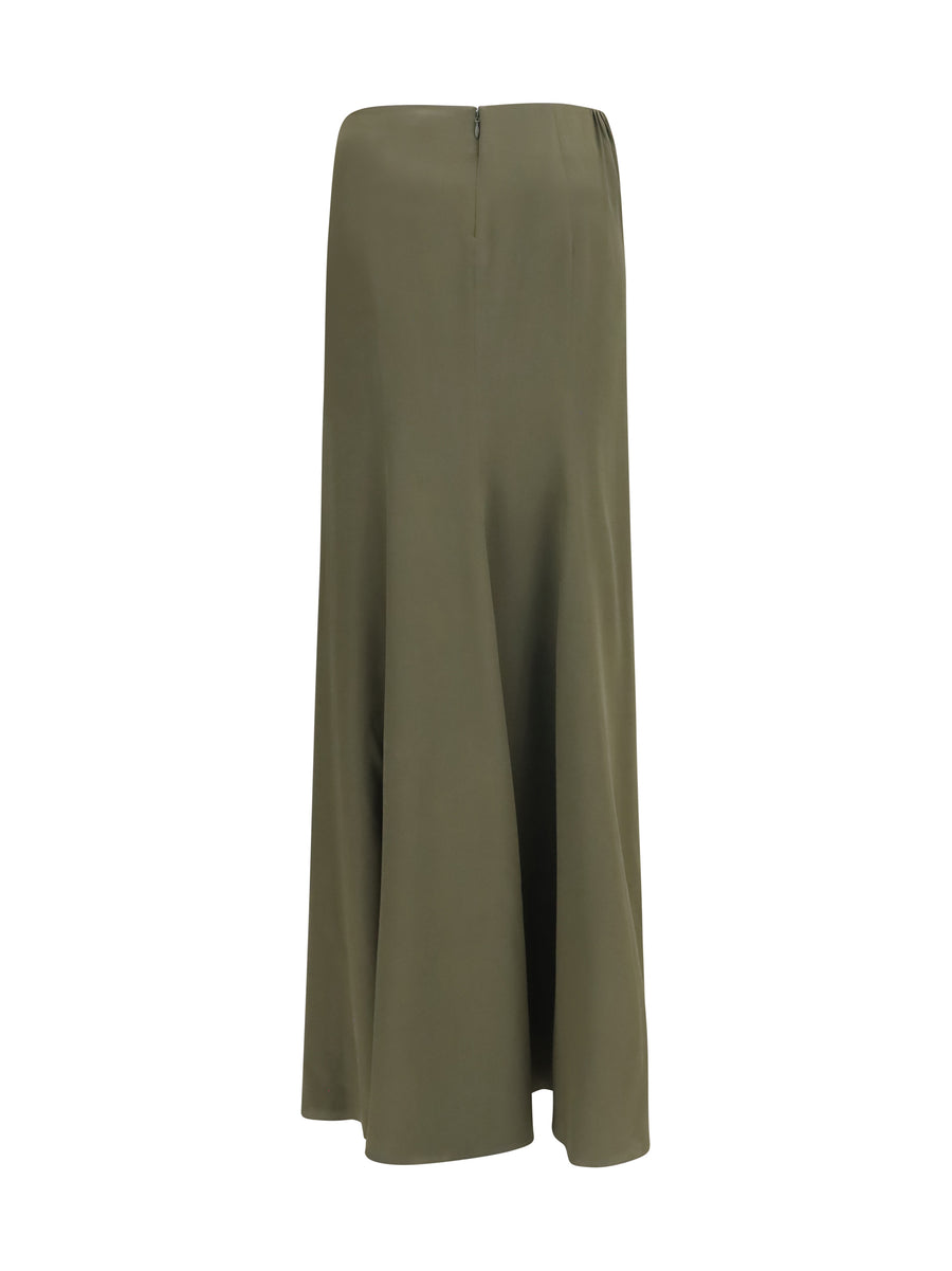 Skirt Draped Long Woodland Green Silk