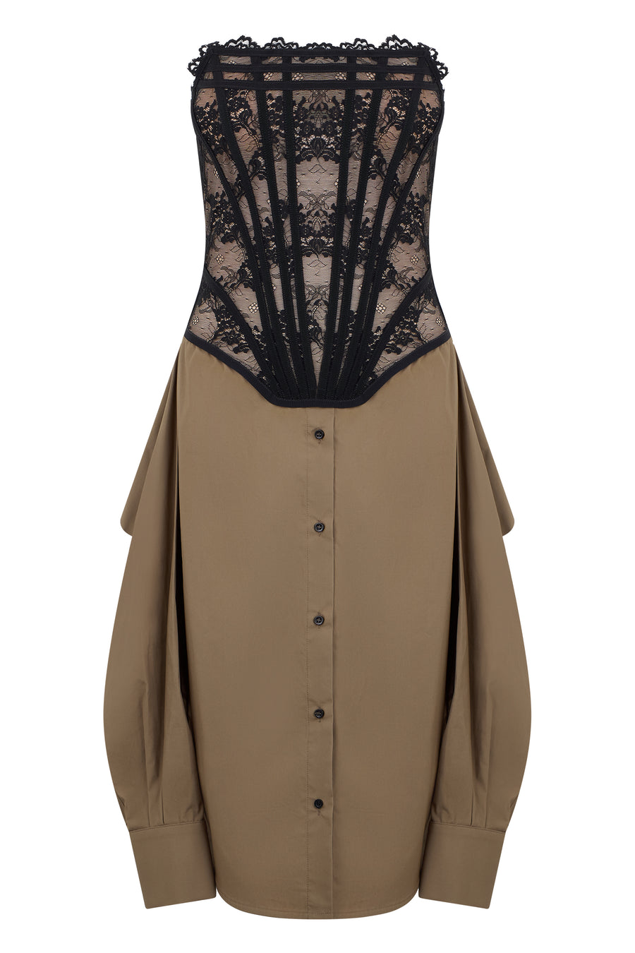 Mini Dress Cotton Lace Beige