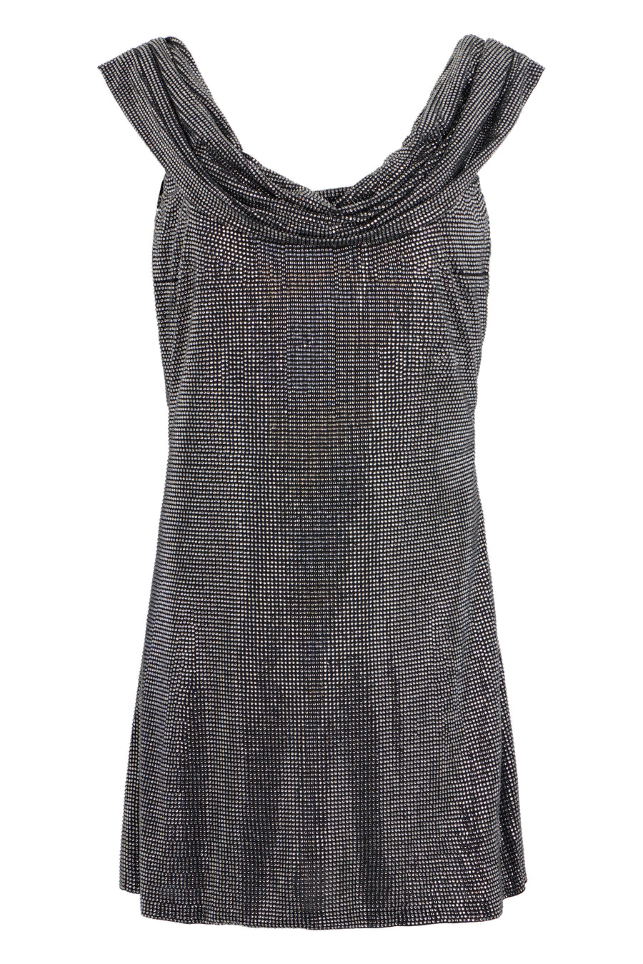 Mini Dress With Rhinestones, Grey Viscose